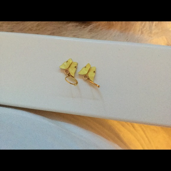 Yellow Butterfly  Earrings - Picture 3 of 6